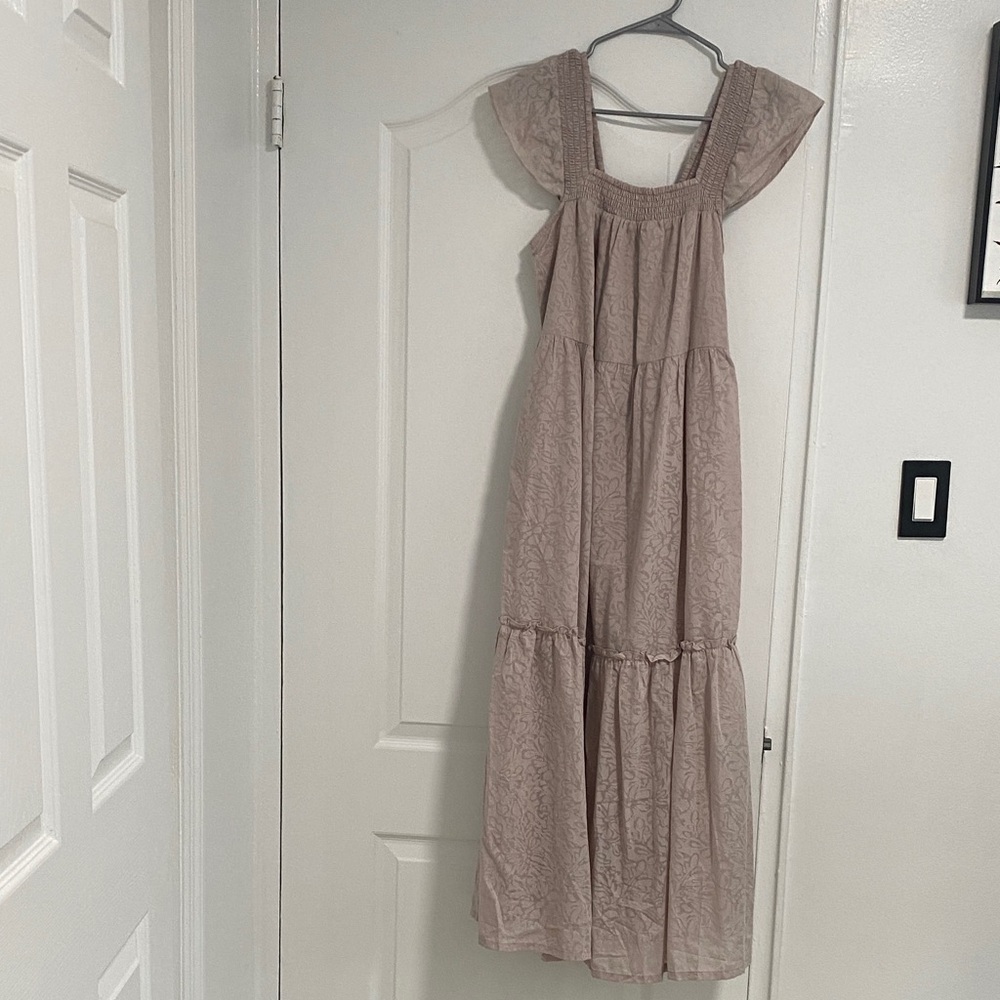 Lovestitch Lace Maxi Dress in Soft Taupe
